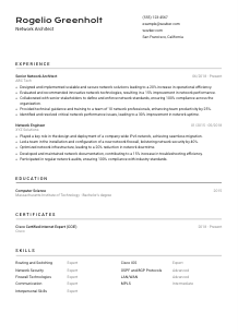 Network Architect Resume Template #2