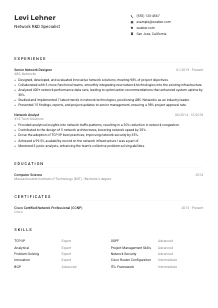 Network R&D Specialist Resume Example