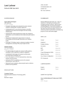 Network R&D Specialist Resume Template #1