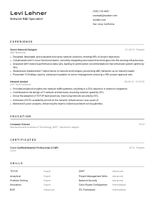 Network R&D Specialist Resume Template #2