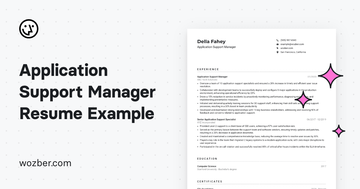 it application support manager resume