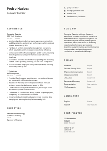 Computer Operator Resume Template #2