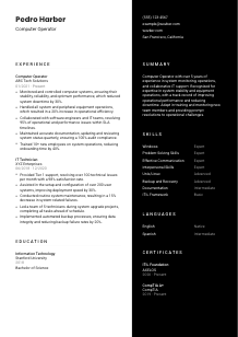 Computer Operator Resume Template #3