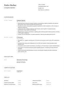 Computer Operator Resume Template #1