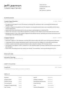 Computer Support Specialist CV Template #9