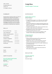 Desktop Support Technician CV Template #14