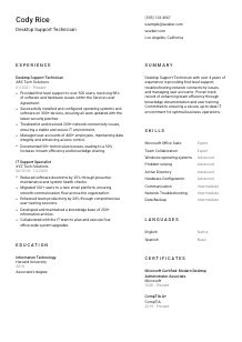 Desktop Support Technician CV Template #2