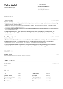 Help Desk Manager CV Example