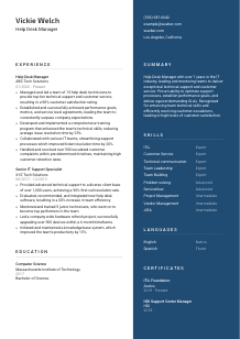 Help Desk Manager CV Template #15