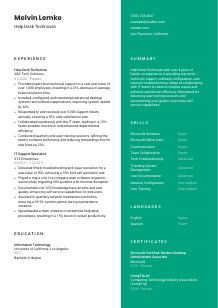 Help Desk Technician CV Template #16