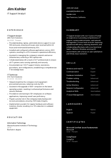 IT Support Analyst CV Template #17
