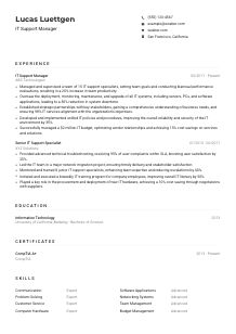 IT Support Manager CV Example