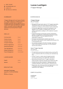IT Support Manager CV Template #3
