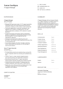 IT Support Manager Resume Template #1