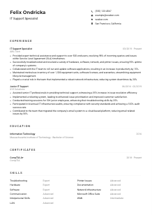 IT Support Specialist Resume Example