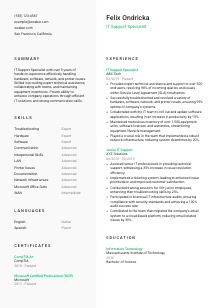 IT Support Specialist Resume Template #2