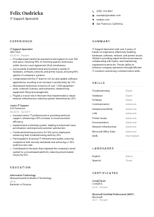IT Support Specialist Resume Template #1