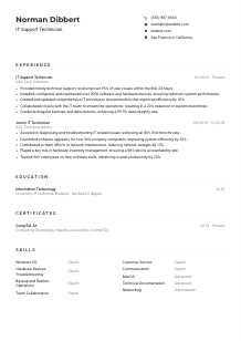 IT Support Technician Resume Example