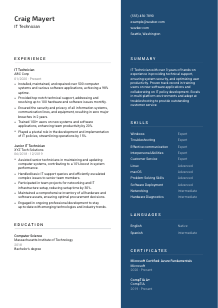 IT Technician CV Template #2