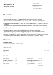 Service Desk Manager Resume Example