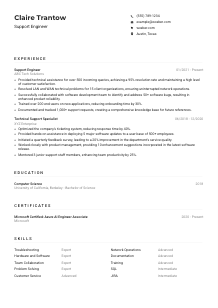 Support Engineer CV Example