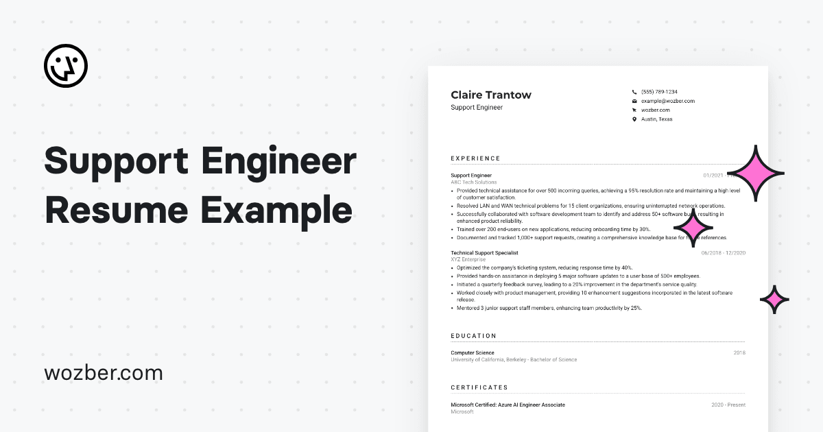 Support Engineer Resume Example