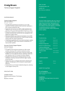 Technical Support Engineer Resume Template #2