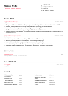 Technical Support Manager Resume Template #4