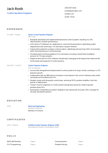Control Systems Engineer Resume Template #8