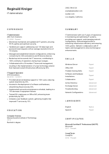 IT Administrator Resume Template #1