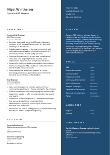 Systems R&D Engineer CV Template #2