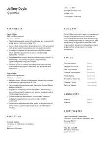 Patrol Officer CV Template #1