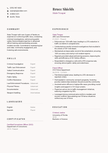 State Trooper Resume Template #20