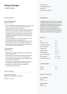 Incident Manager CV Template #12