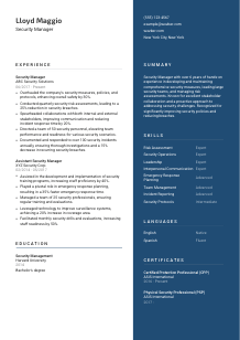 Security Manager Resume Template #15