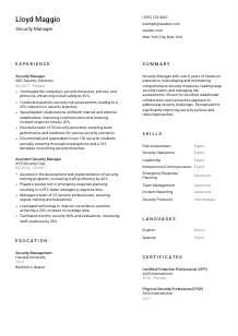 Security Manager Resume Template #2