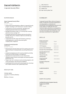 Corporate Security Officer CV Template #2