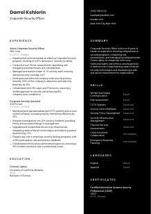 Corporate Security Officer CV Template #3