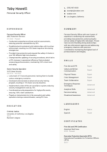 Personal Security Officer Resume Template #13