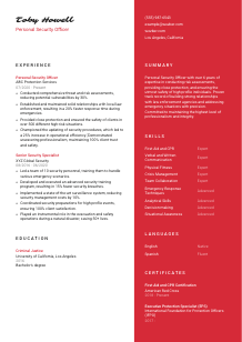 Personal Security Officer CV Template #22