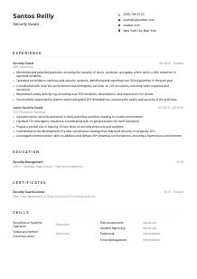 Security Guard Resume Example