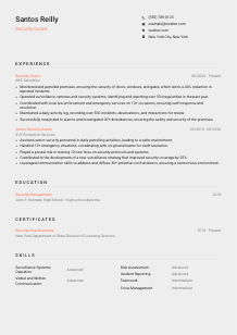 Security Guard Resume Template #23