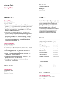 Security Officer Resume Template #11