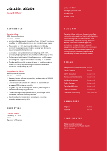 Security Officer Resume Template #22