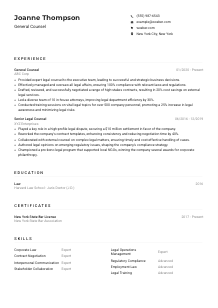 General Counsel Resume Example