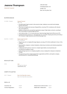 General Counsel CV Template #1