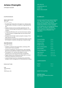 In-House Counsel CV Template #2