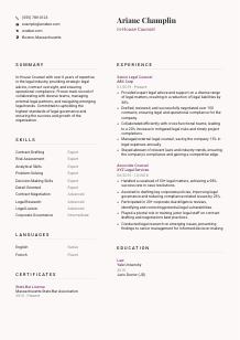 In-House Counsel Resume Template #3