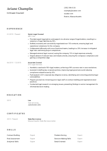 In-House Counsel Resume Template #1