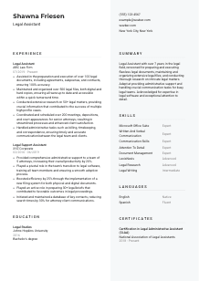 Legal Assistant Resume Template #2